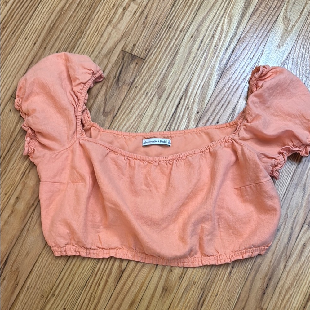 Abercrombie & Fitch Orange Linen Crop Top